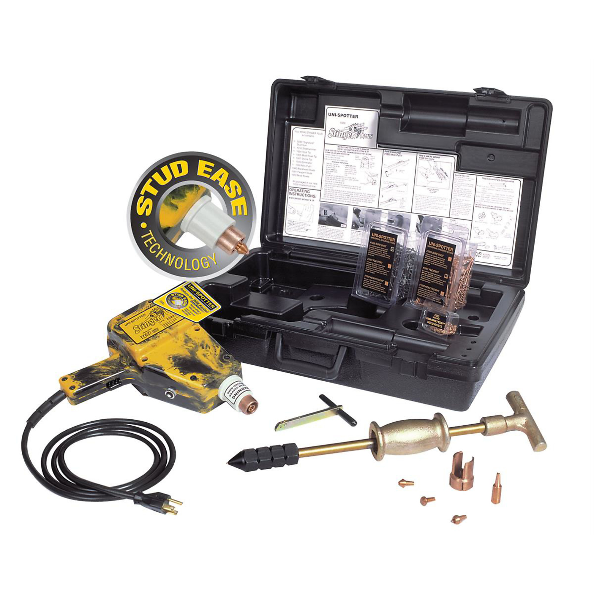 H&S AutoShot Uni-Spotter Stinger Plus Spot Weld Kit — 2250 Amps, 10-Piece, Stud-Ease Magnetic Chuck, Model# HSA5500